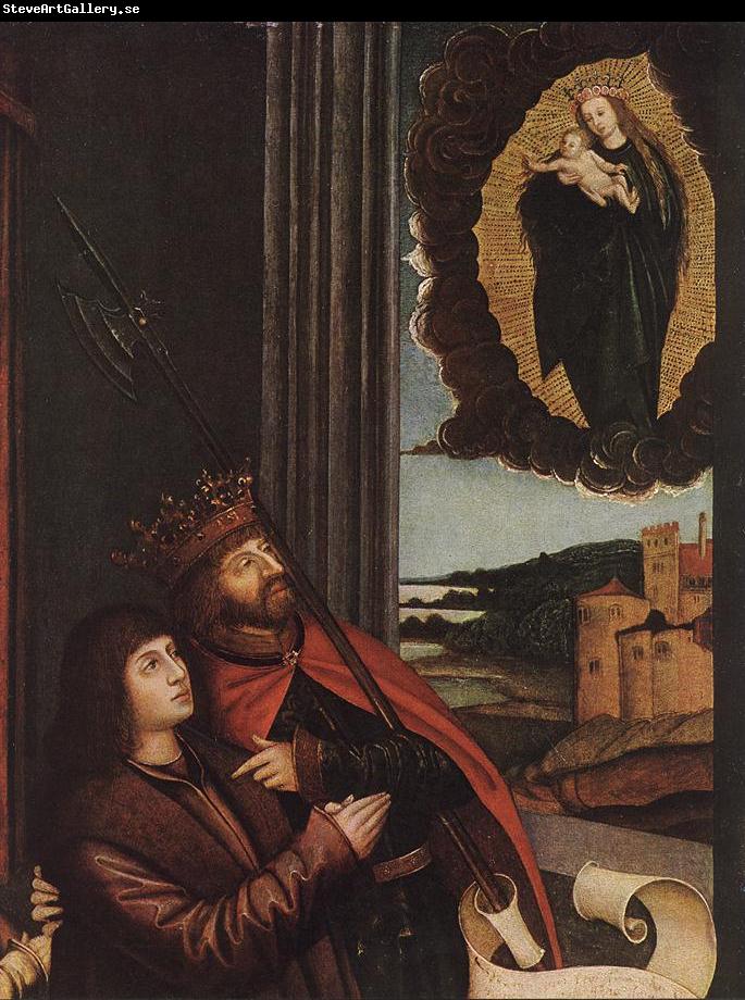 STRIGEL, Bernhard St Ladislas Presents Wladislav II and his Sons to the Virgin (detail)  wr
